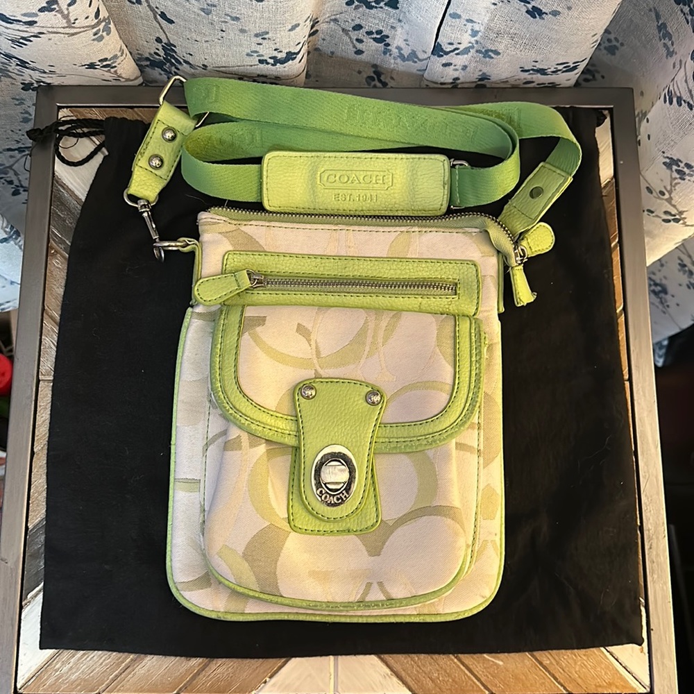 Light green and white Couch crossbody purse